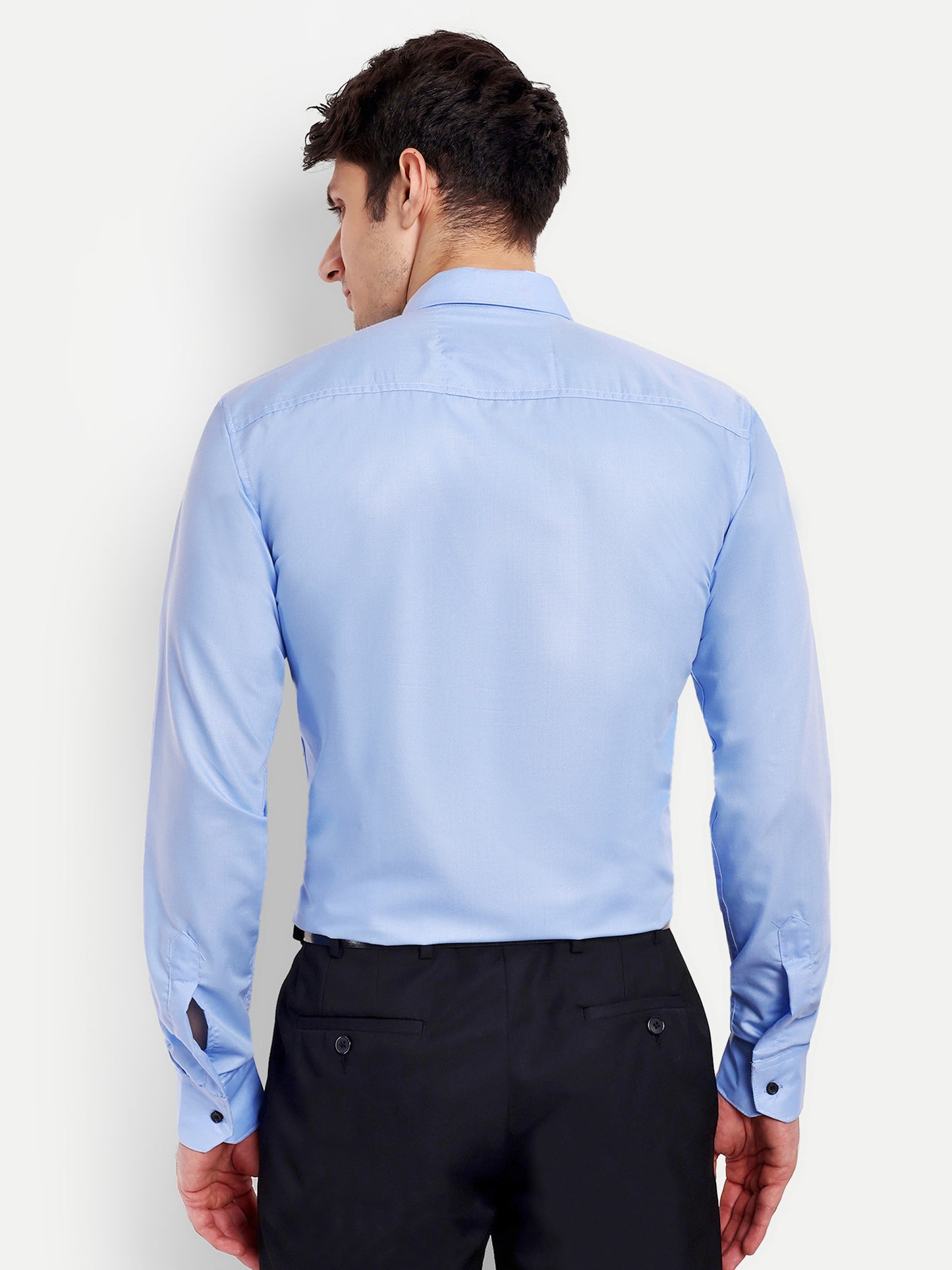 Light Blue Viscose Rayon Solid Shirt