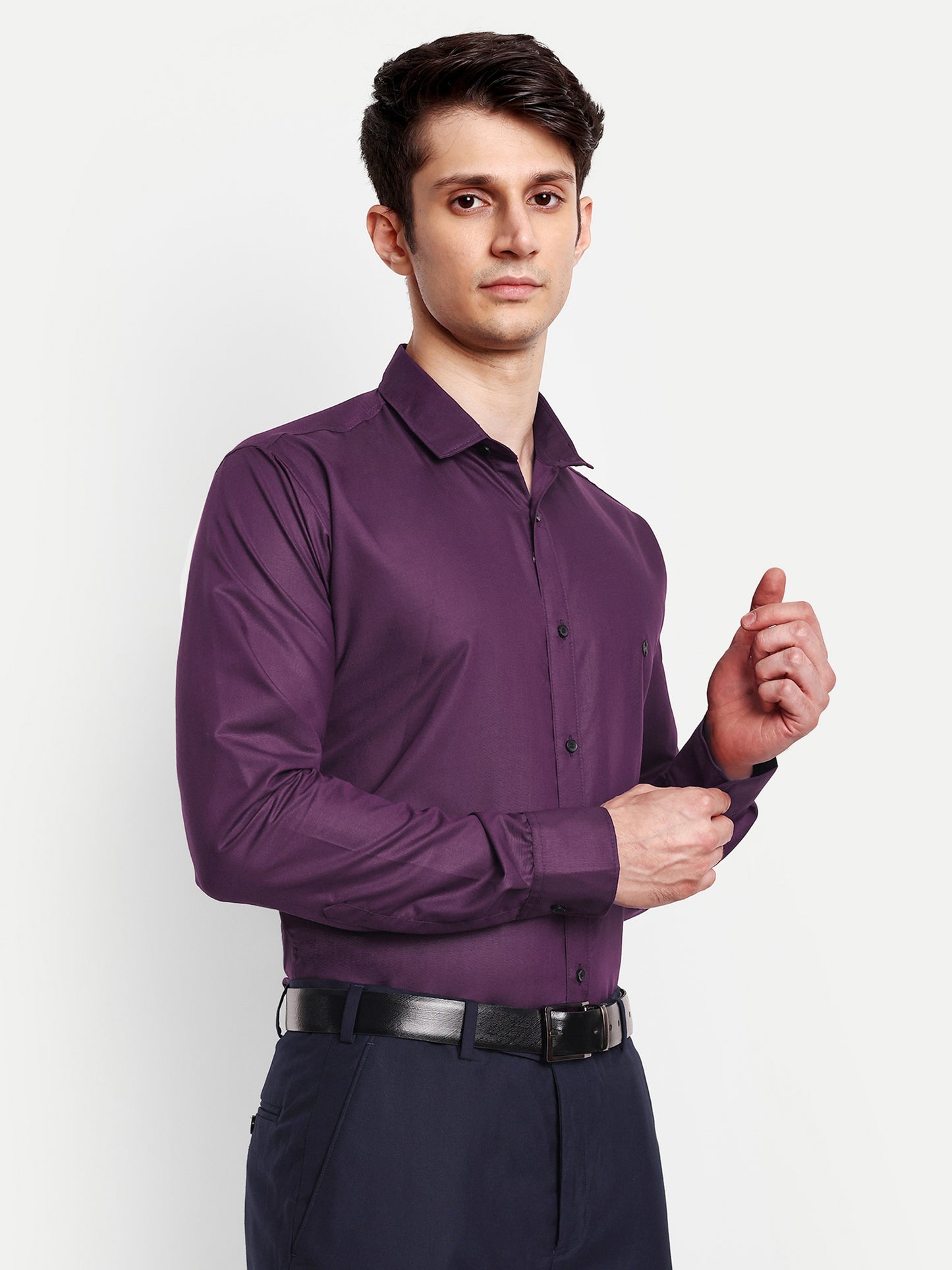 Purple Viscose Rayon Solid Shirt