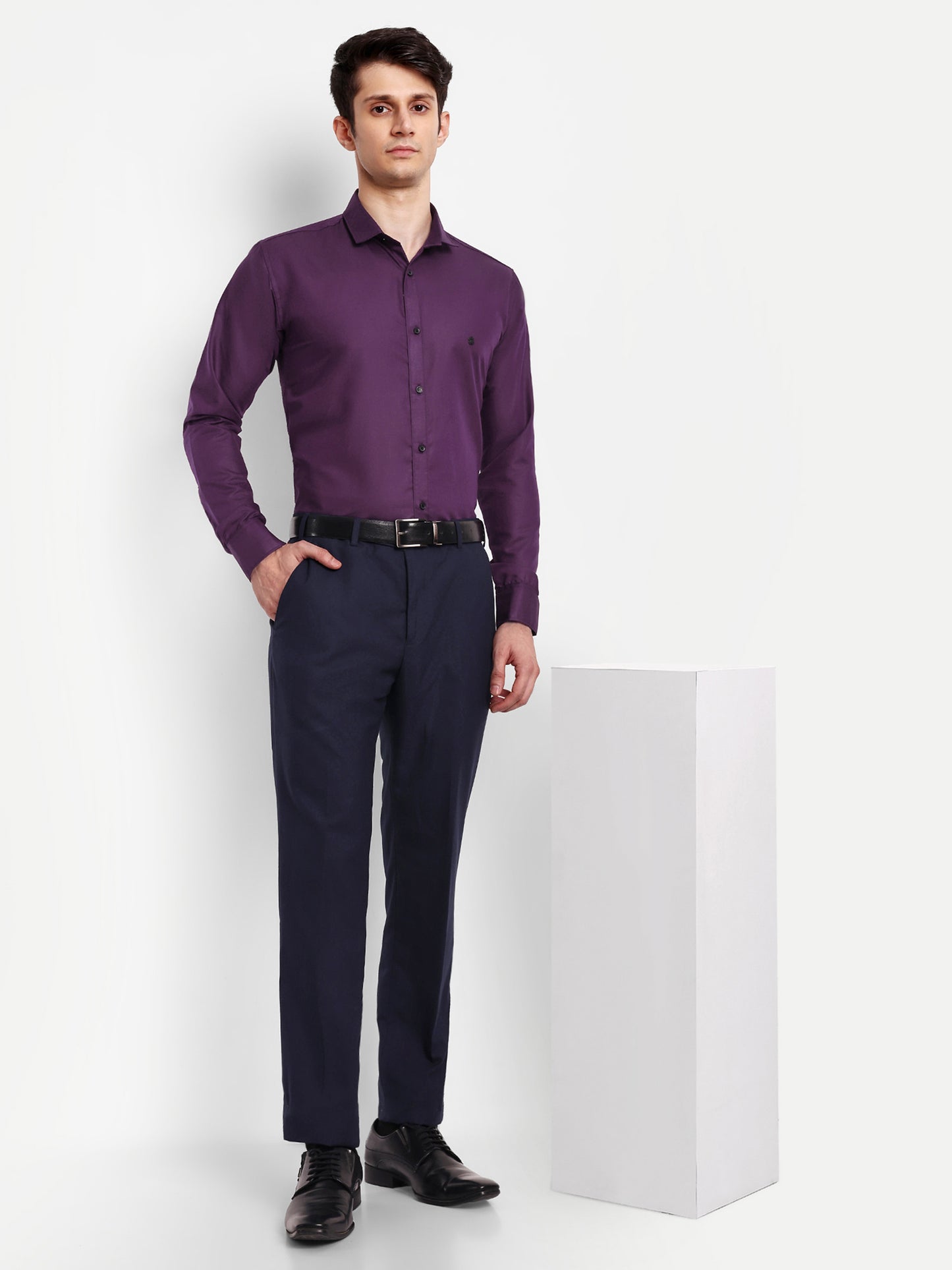 Purple Viscose Rayon Solid Shirt