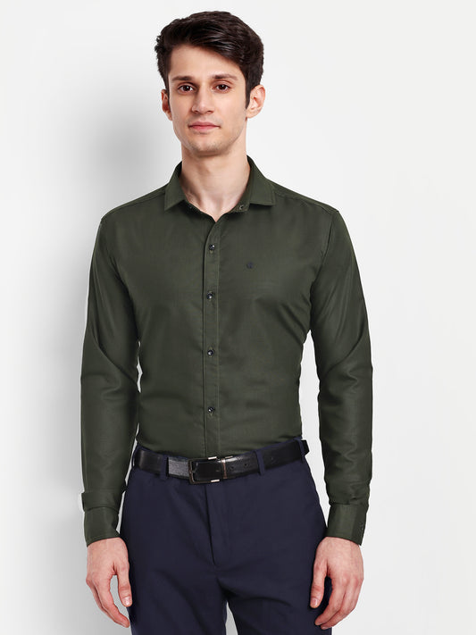 Dark Green Viscose Rayon Solid Shirt