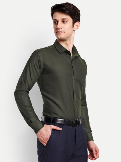 Dark Green Viscose Rayon Solid Shirt