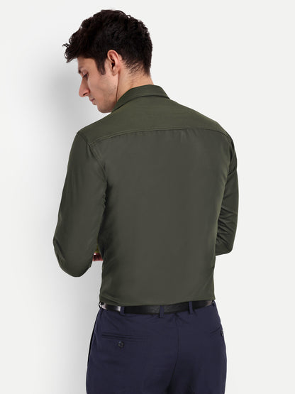 Dark Green Viscose Rayon Solid Shirt