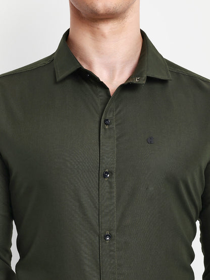 Dark Green Viscose Rayon Solid Shirt