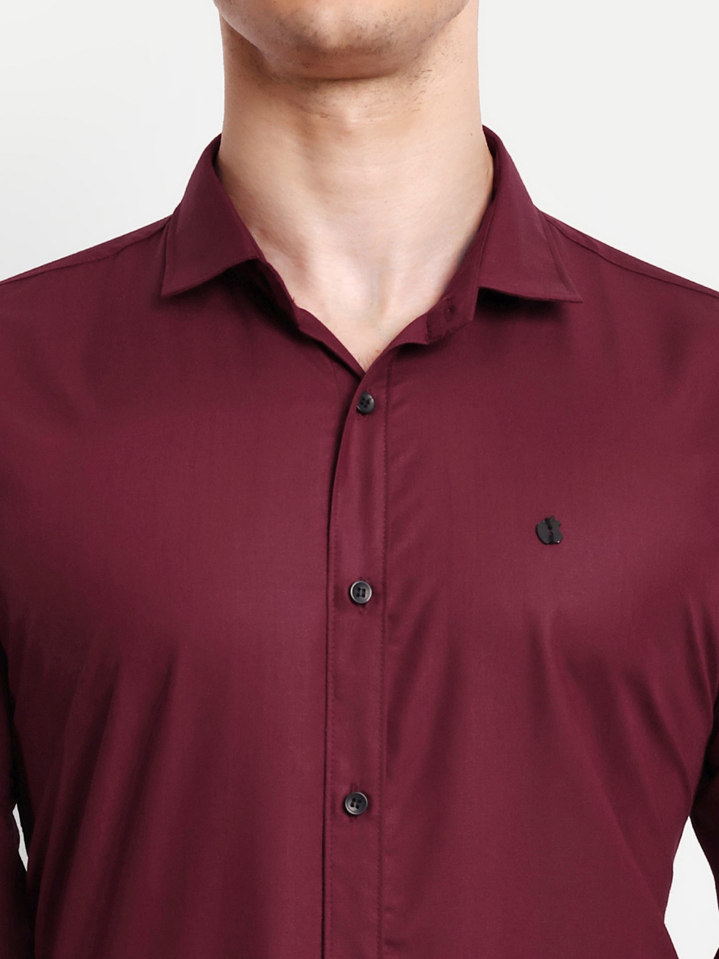 Maroon Viscose Rayon Solid Shirt