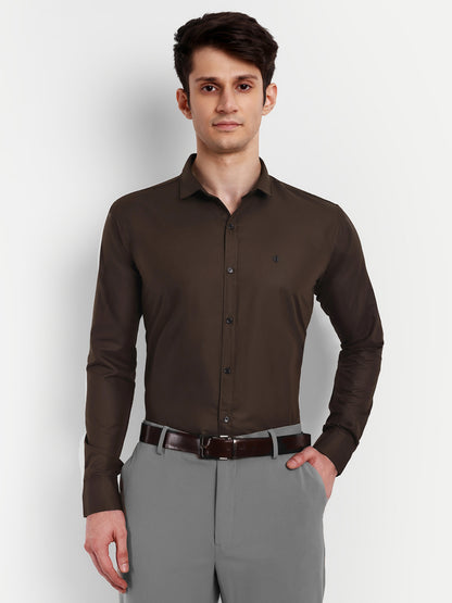 Brown Viscose Rayon Solid Shirt