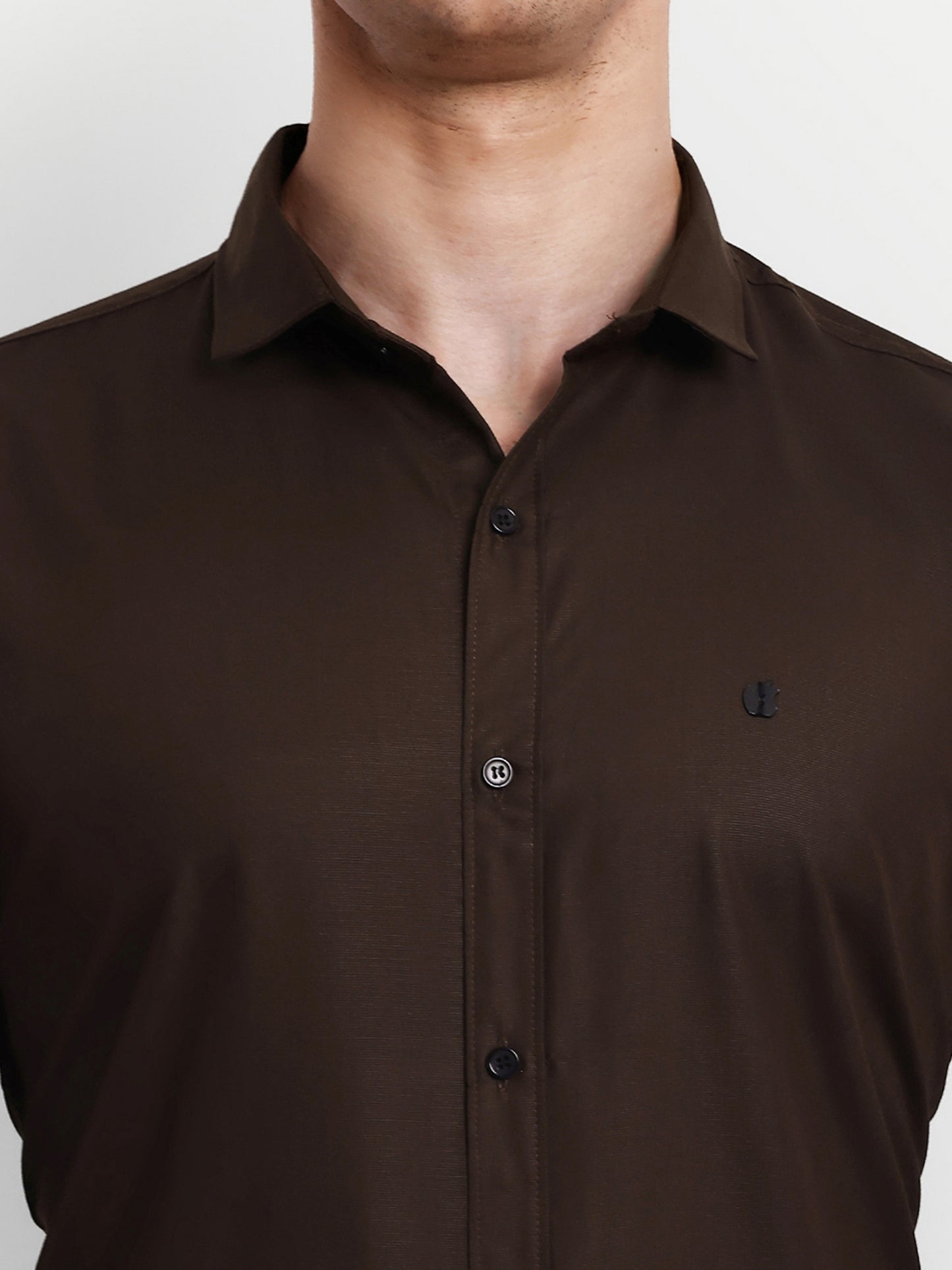 Brown Viscose Rayon Solid Shirt