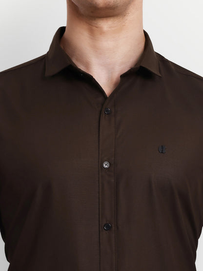 Brown Viscose Rayon Solid Shirt