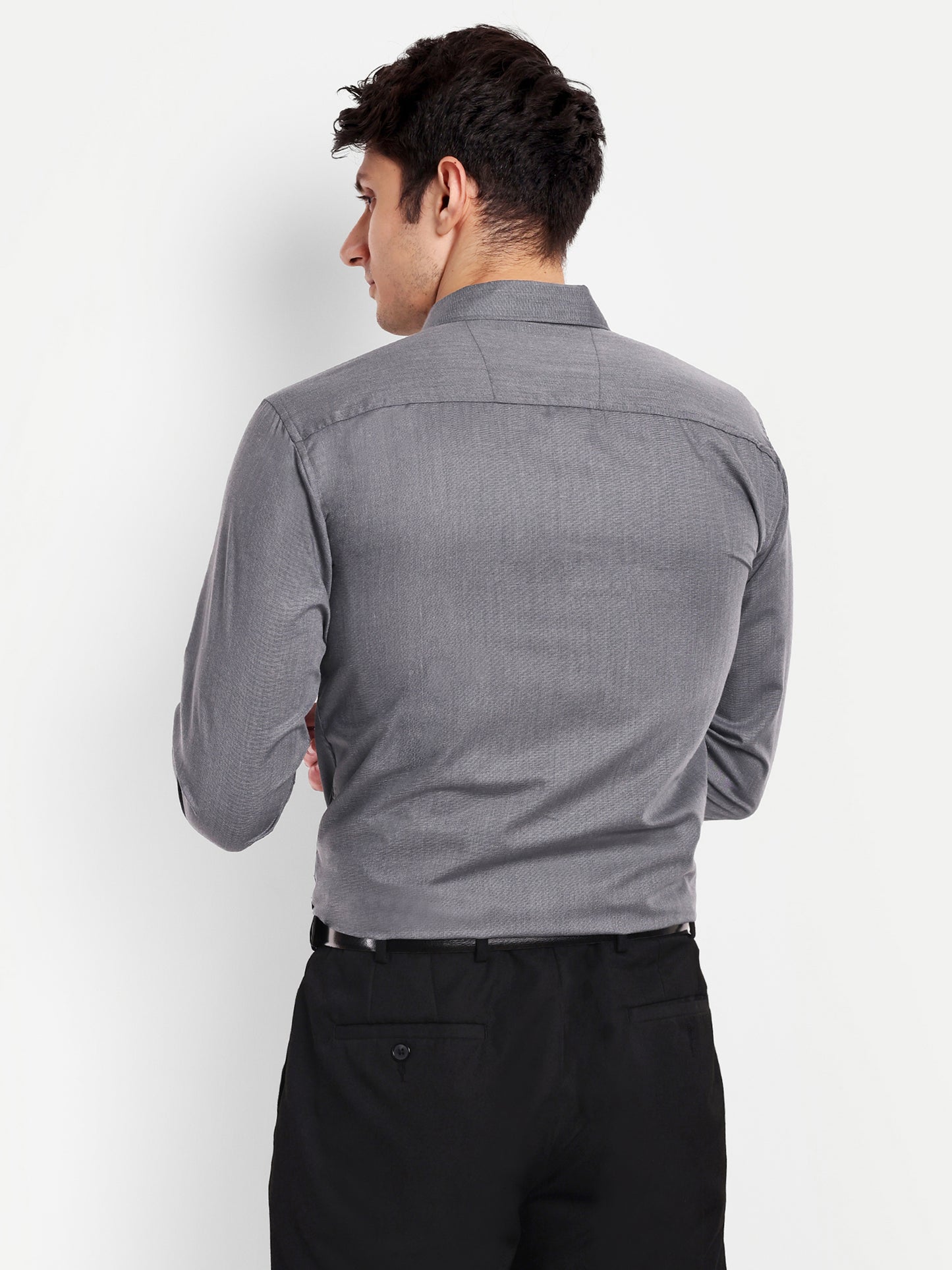 Dark Grey Viscose Rayon Solid Shirt