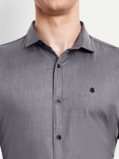 Dark Grey Viscose Rayon Solid Shirt