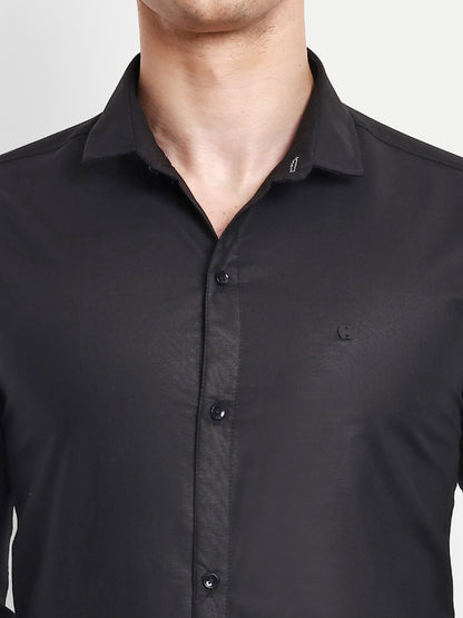 Black Viscose Rayon Solid Shirt