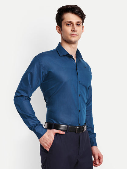 Navy Blue Viscose Rayon Solid Shirt