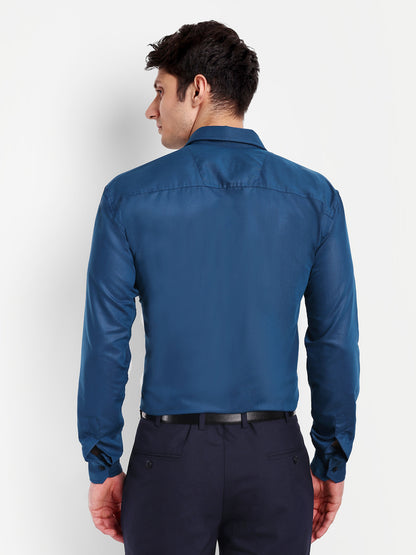 Navy Blue Viscose Rayon Solid Shirt