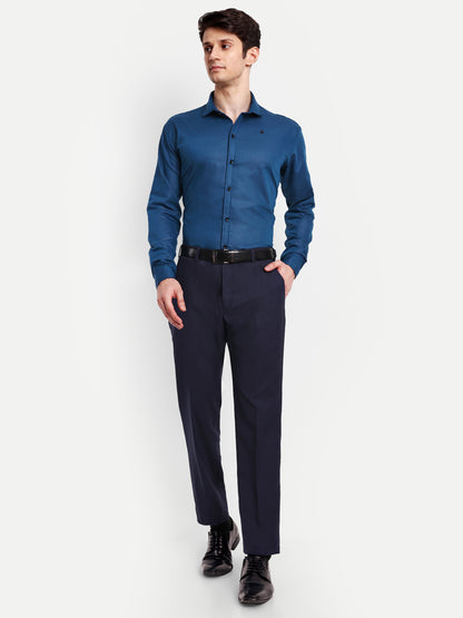 Navy Blue Viscose Rayon Solid Shirt