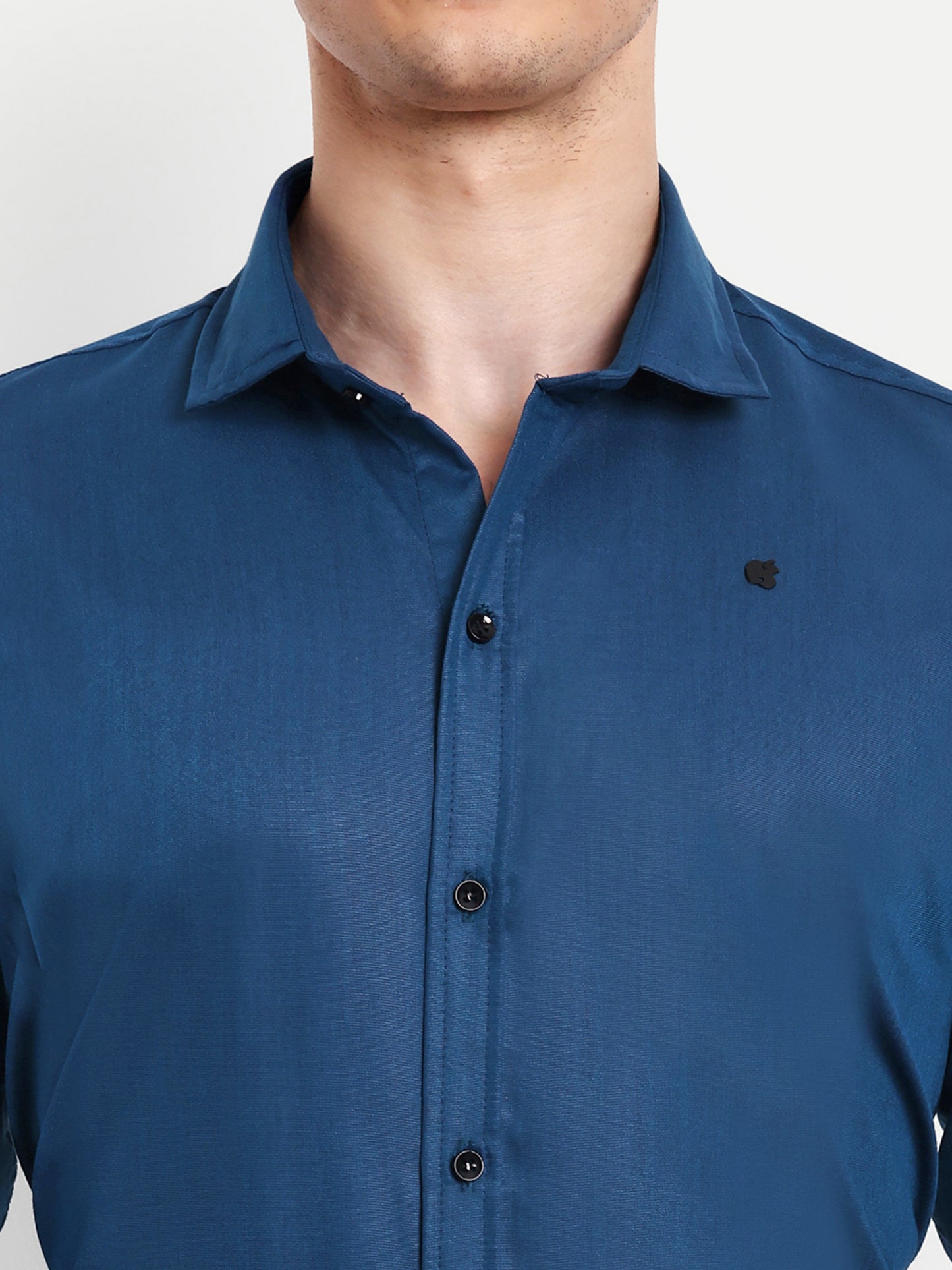 Navy Blue Viscose Rayon Solid Shirt