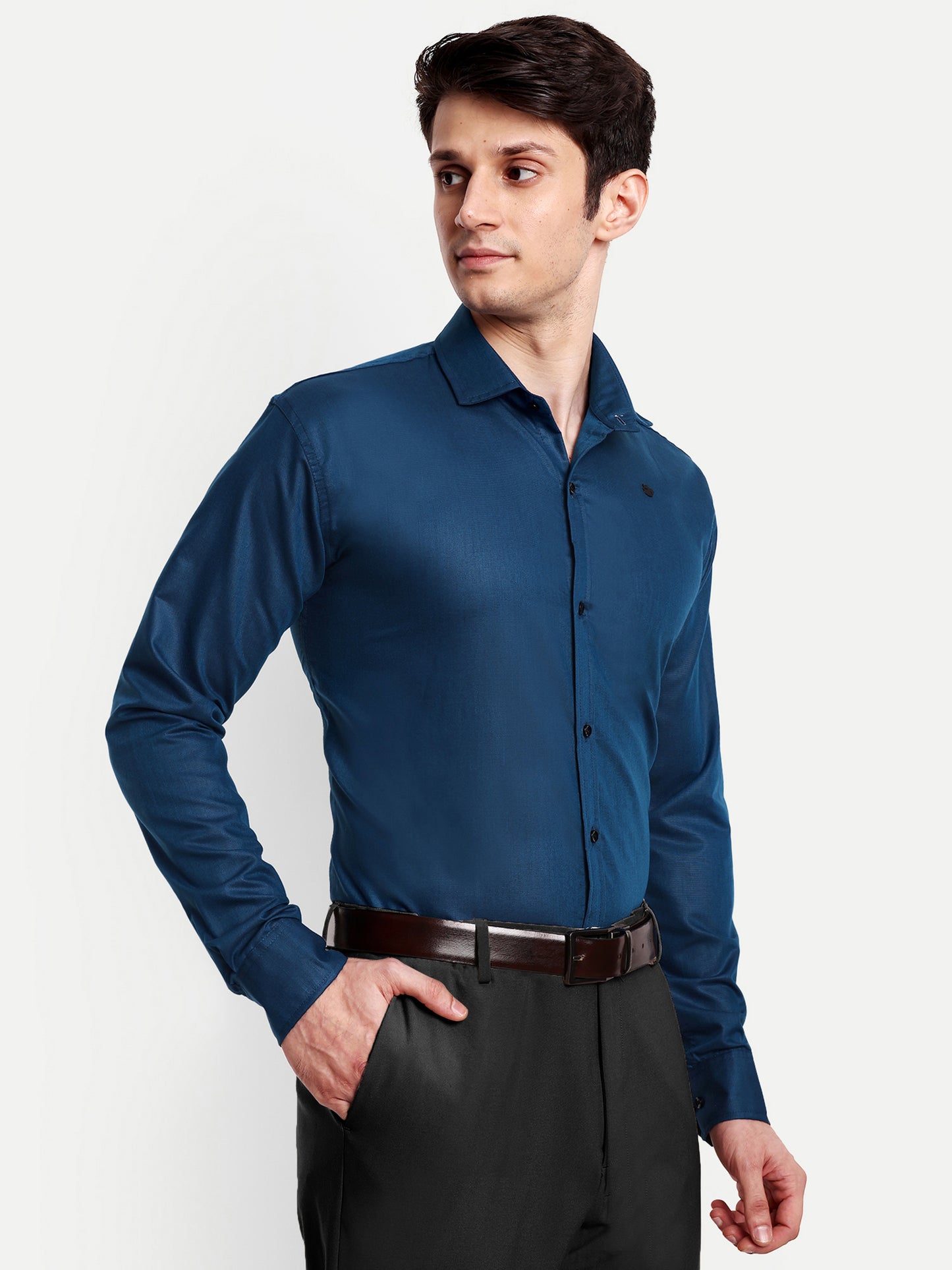 Royal Blue Viscose Rayon Solid Shirt