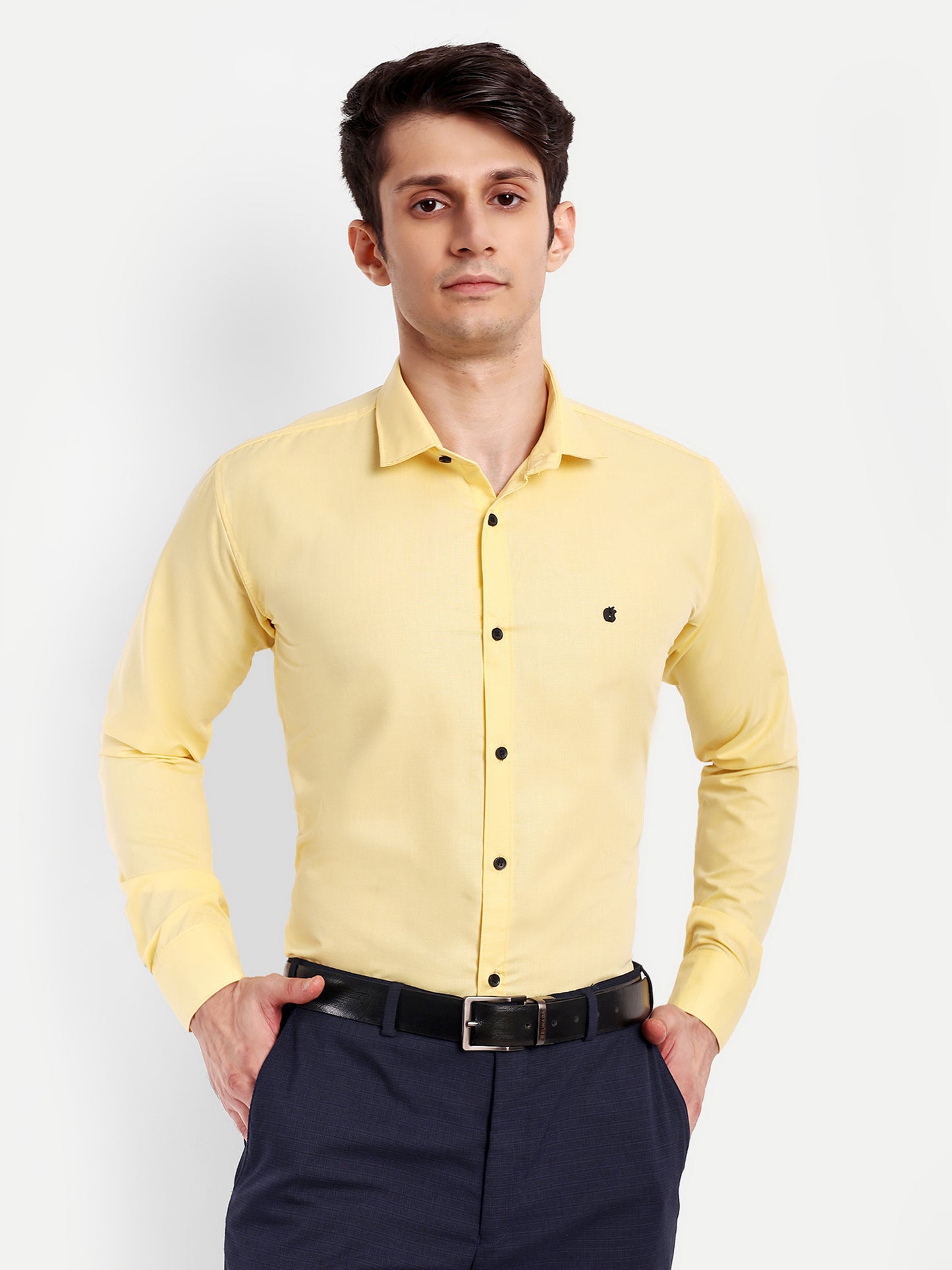 Yellow Viscose Rayon Solid Shirt