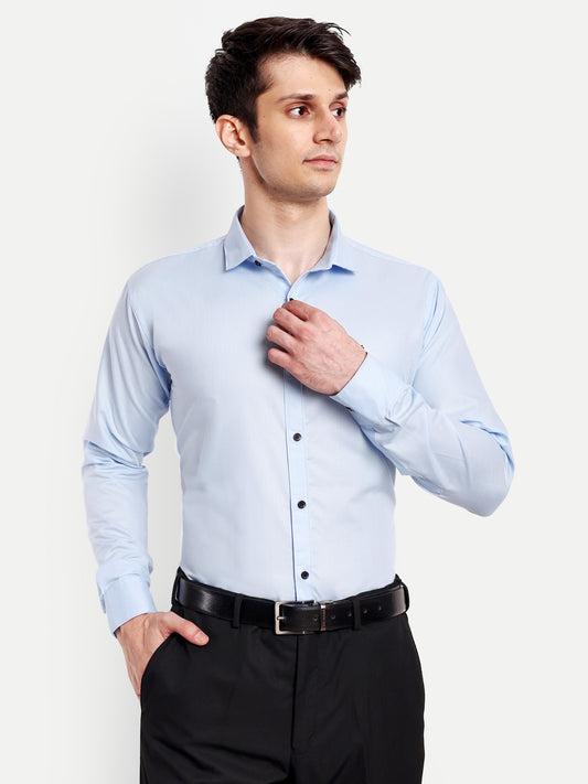 Sky Blue Viscose Rayon Solid Shirt