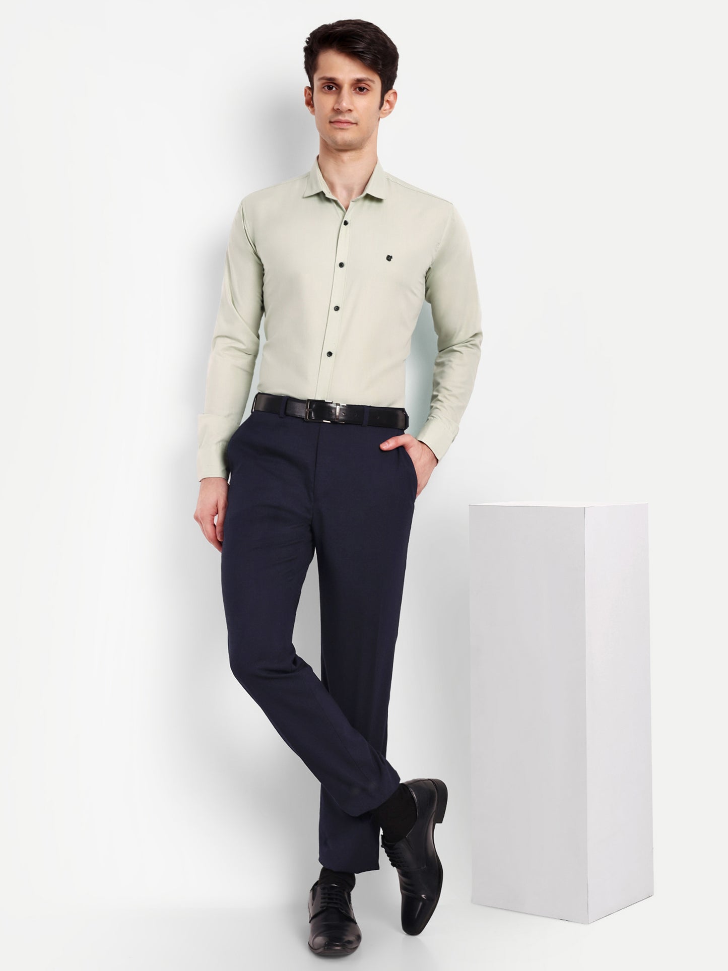 Pista Green Viscose Rayon Solid Shirt