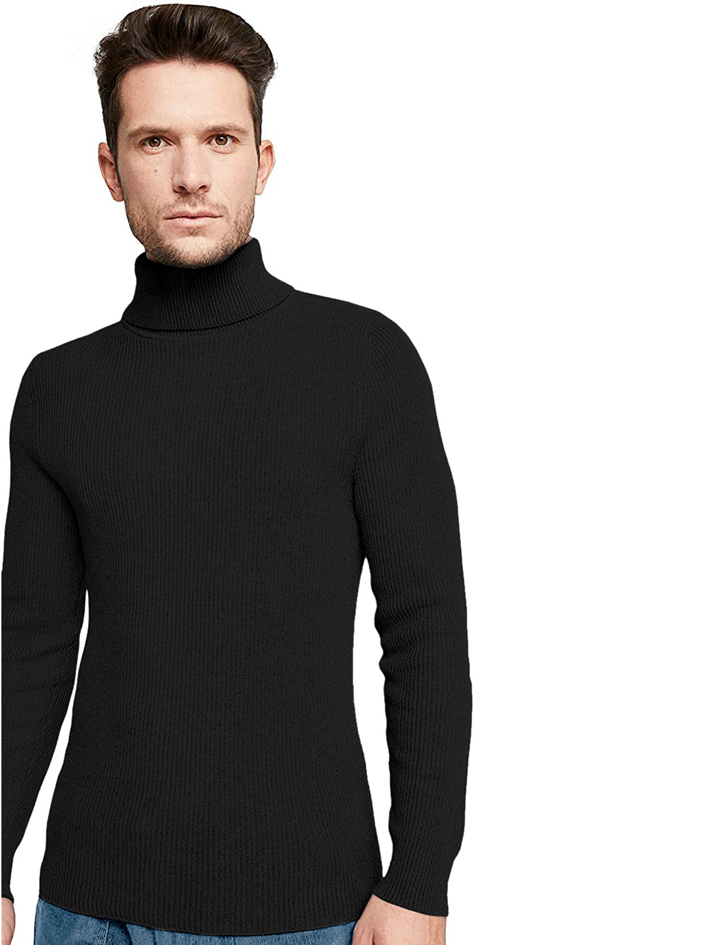 Black Highneck Knitting T-Shirt