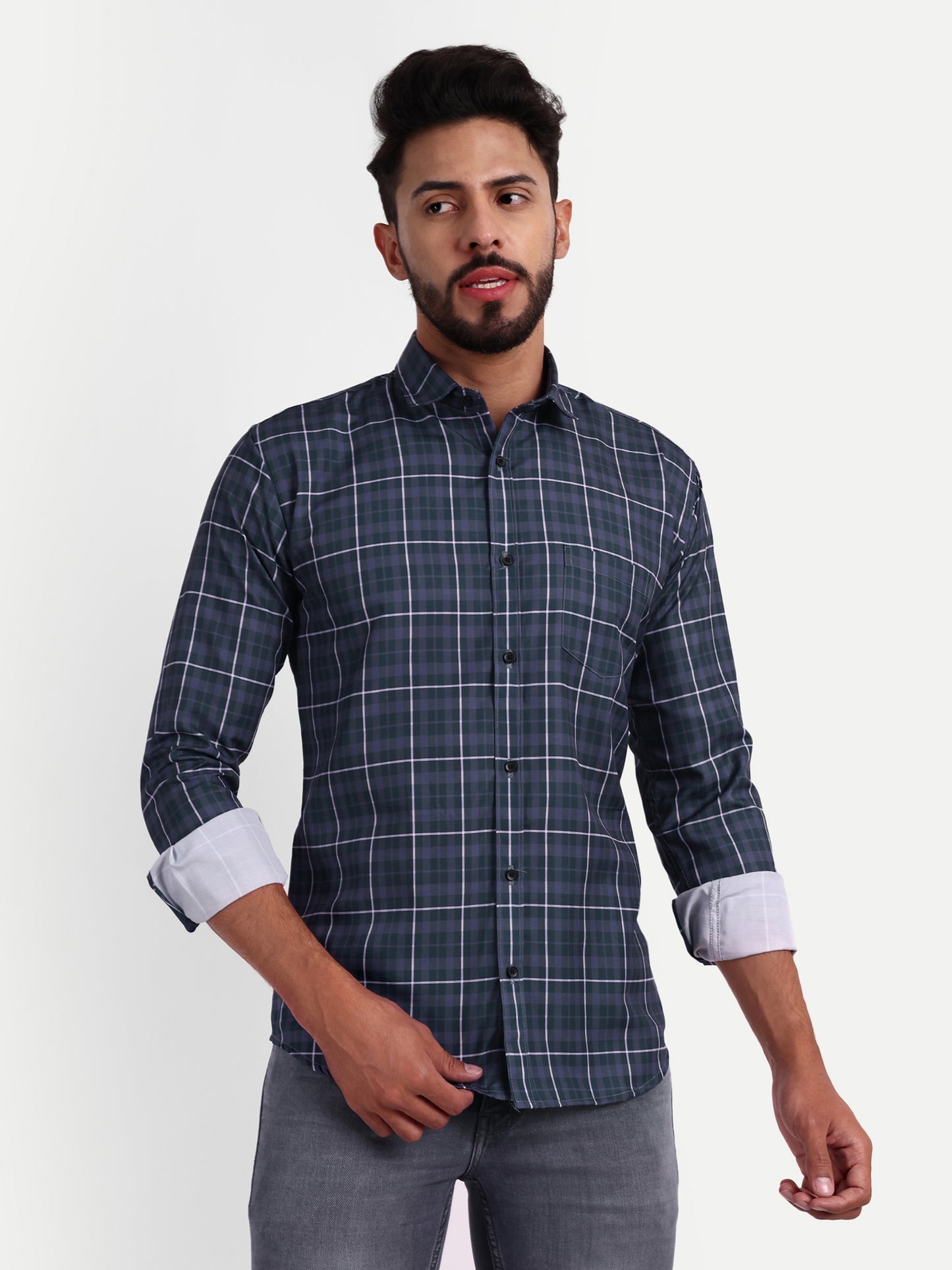 Multi Colour Cotton Blend Checks Shirt