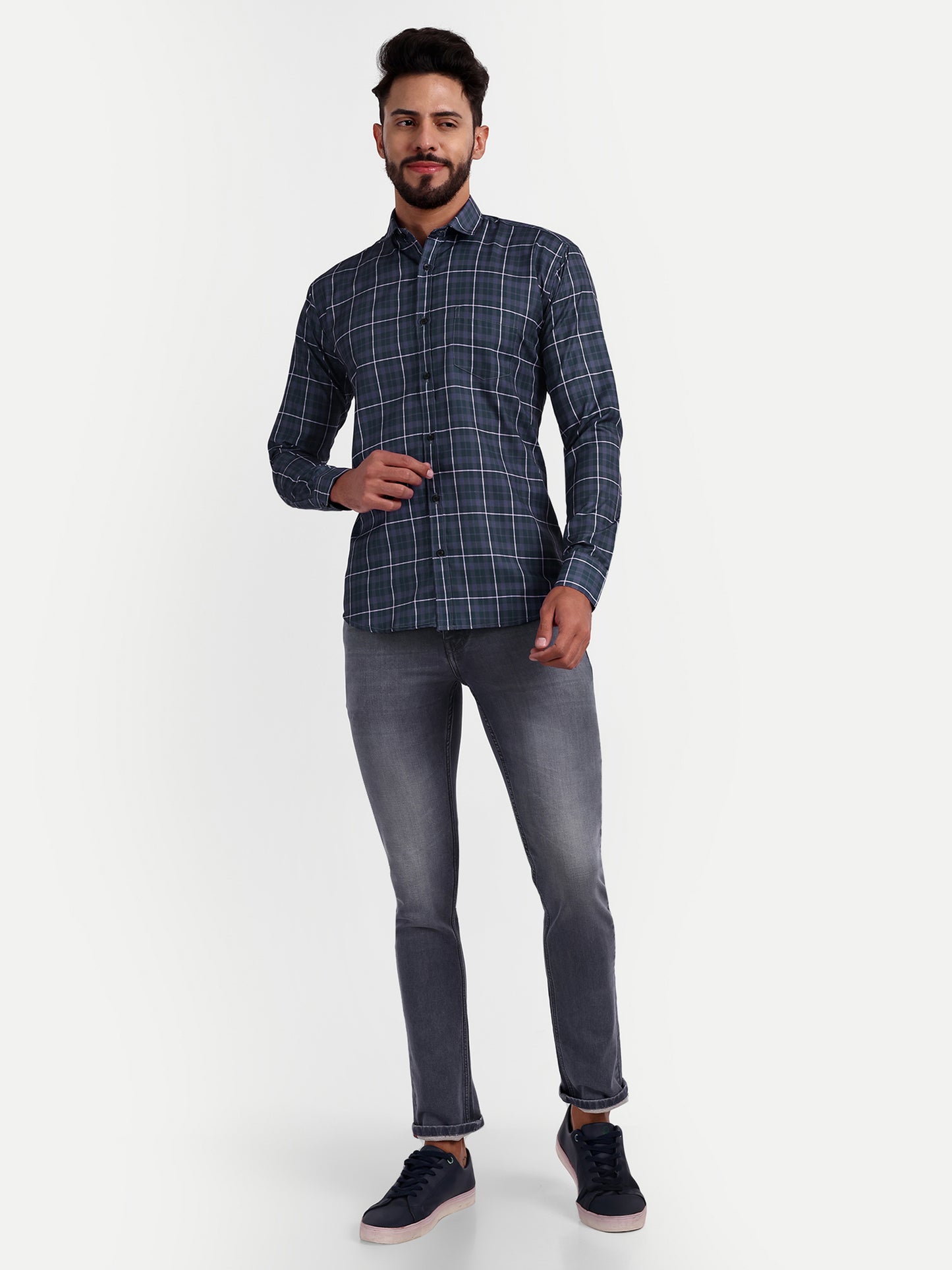 Multi Colour Cotton Blend Checks Shirt