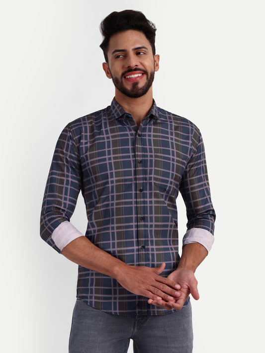 Multi Colour Cotton Blend Checks Shirt