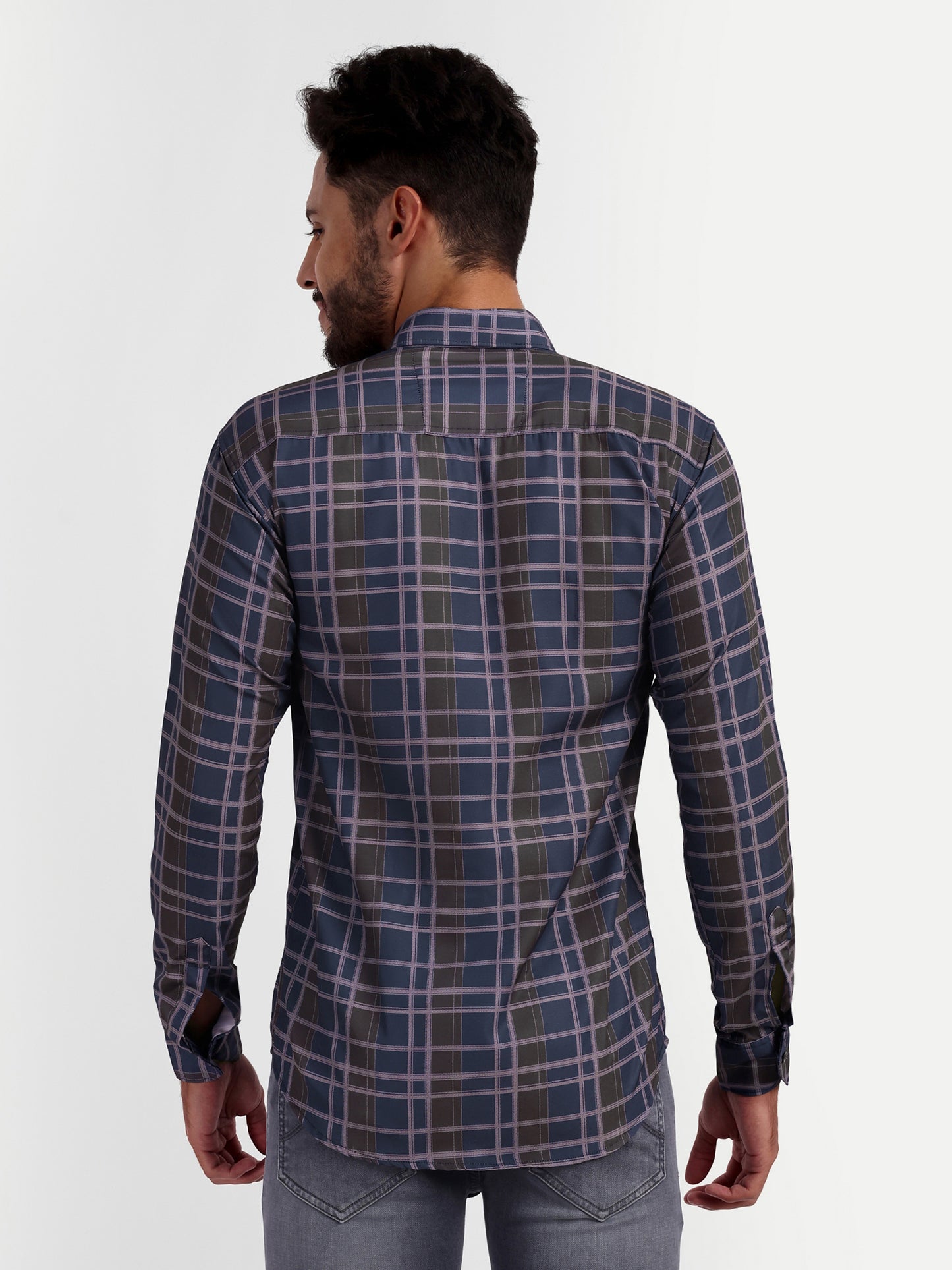 Multi Colour Cotton Blend Checks Shirt