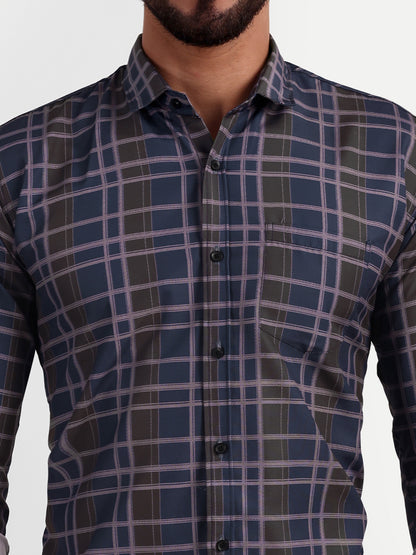 Multi Colour Cotton Blend Checks Shirt