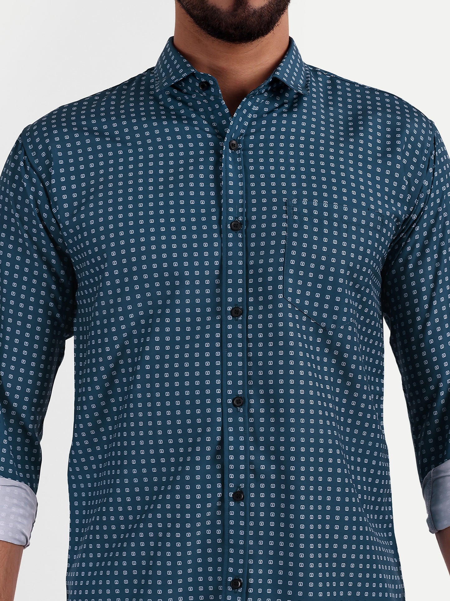 Royal Blue Cotton Blend Checks Shirt