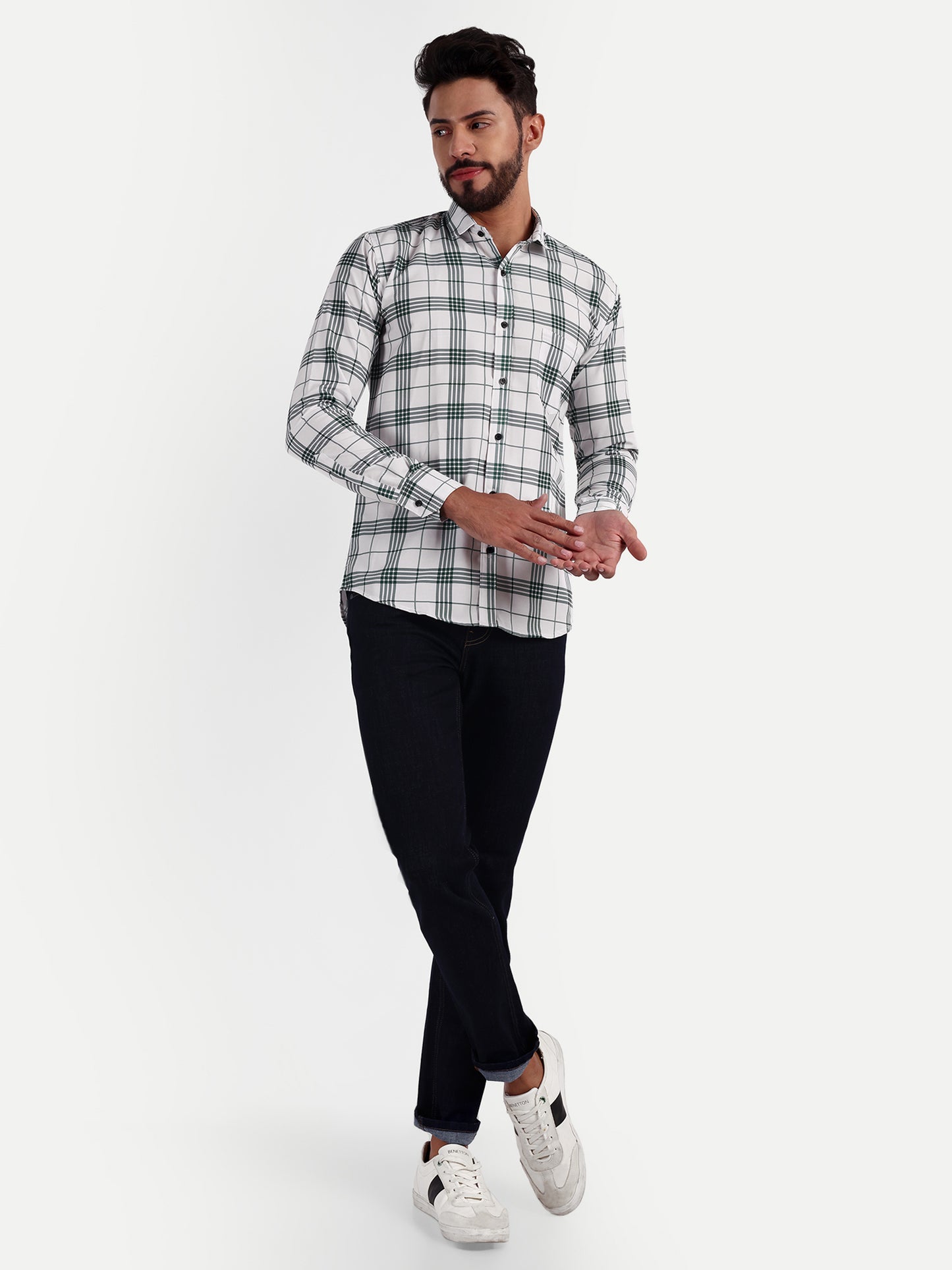 Multi Colour Cotton Blend Checks Shirt