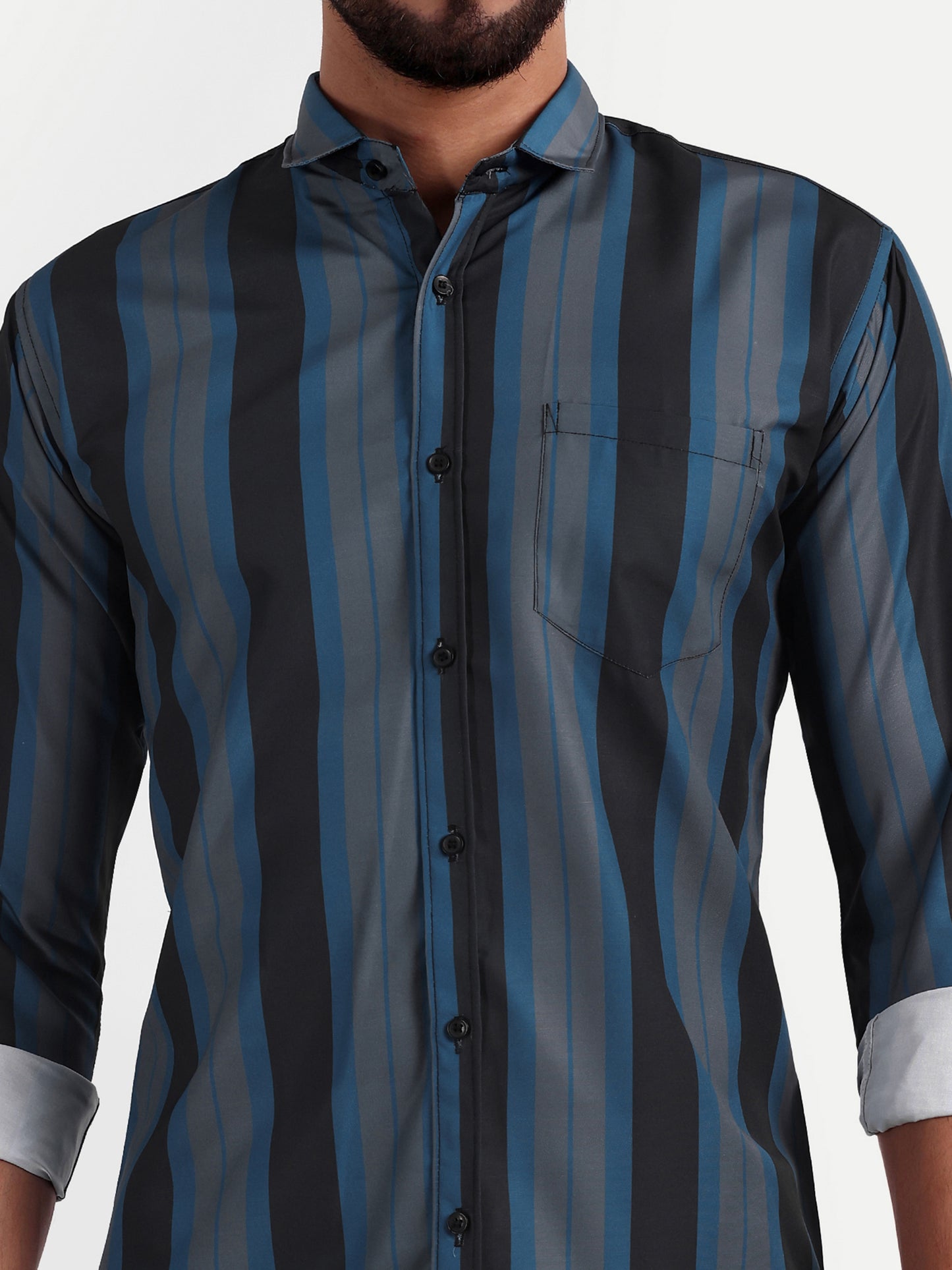 Multi Colour Cotton Blend Lining Print Shirt