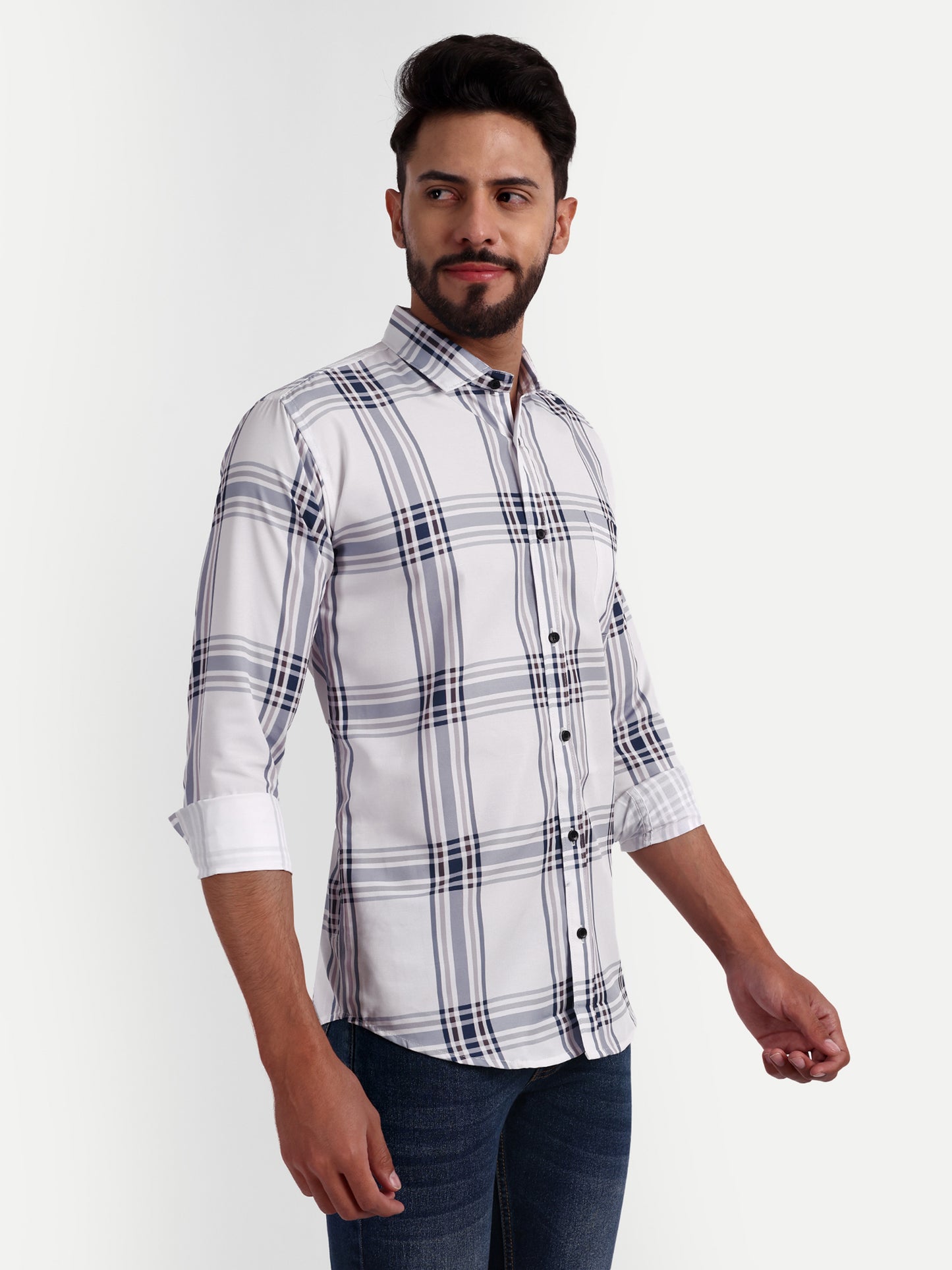 Multi Colour Cotton Blend Checks Shirt