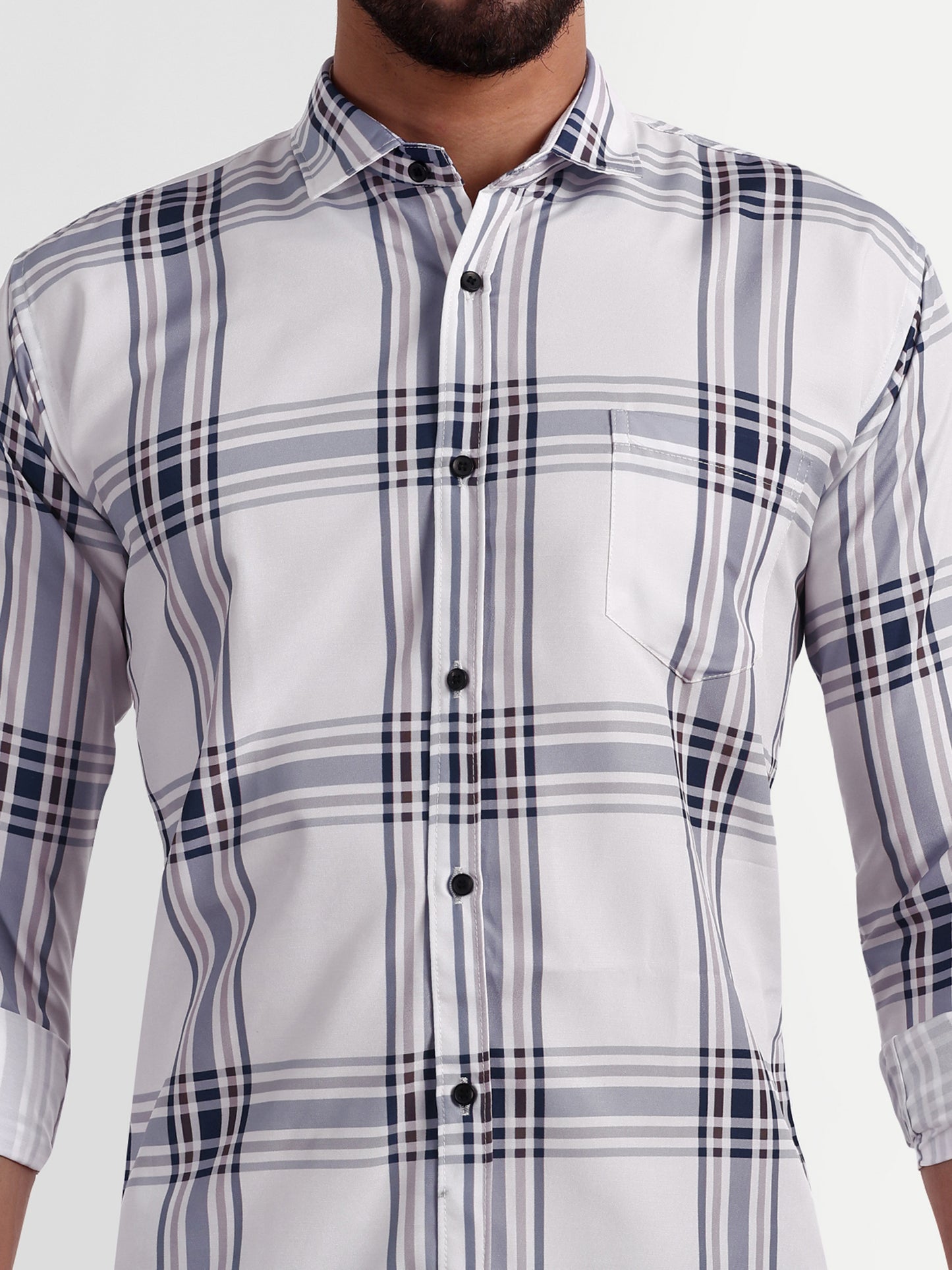 Multi Colour Cotton Blend Checks Shirt