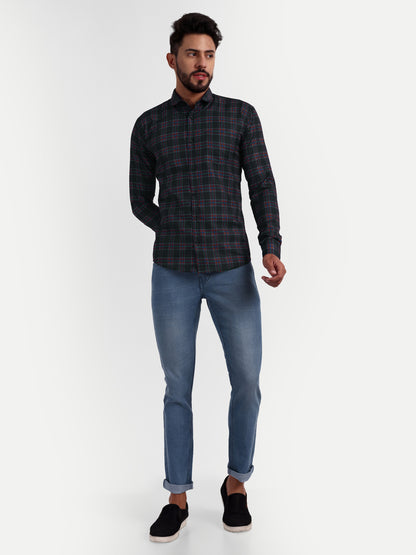 Multi Colour Cotton Blend Checks Shirt