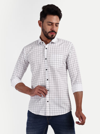 Off-white Cotton Blend Checks Shirt