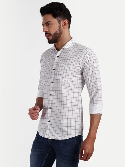 Off-white Cotton Blend Checks Shirt