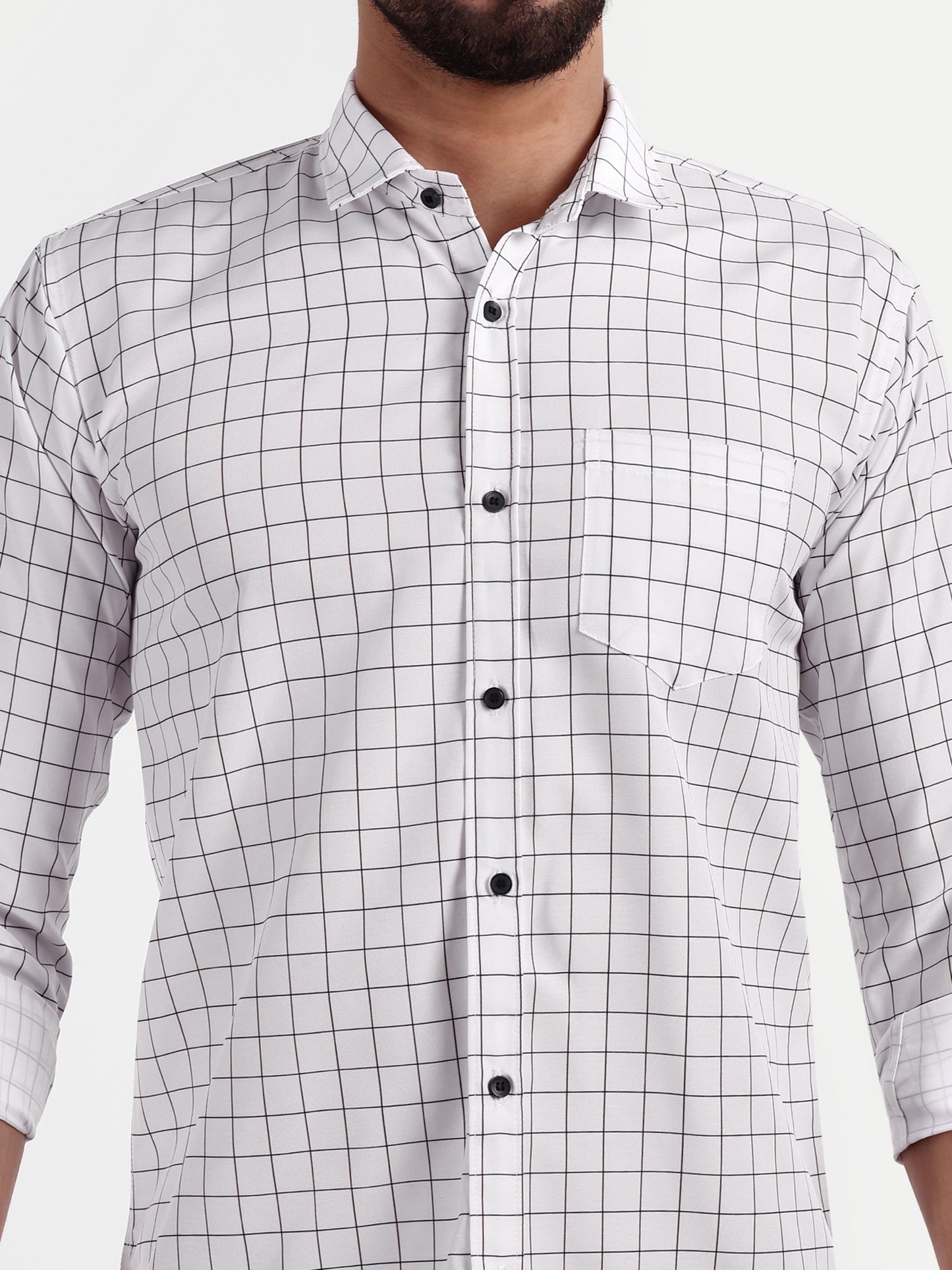 Off-white Cotton Blend Checks Shirt