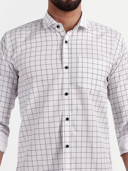 Off-white Cotton Blend Checks Shirt