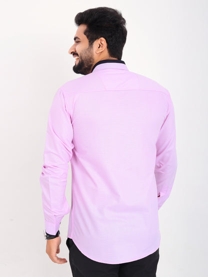 Lavender Viscose Rayon Solid Pasting Collar Shirt