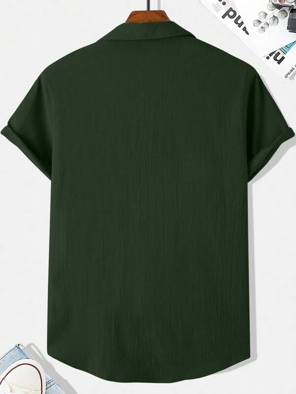 Pine Green Seersucker Half Sleeve Shirt