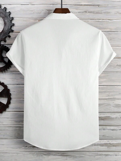 Pearl White Seersucker Half Sleeve Shirt