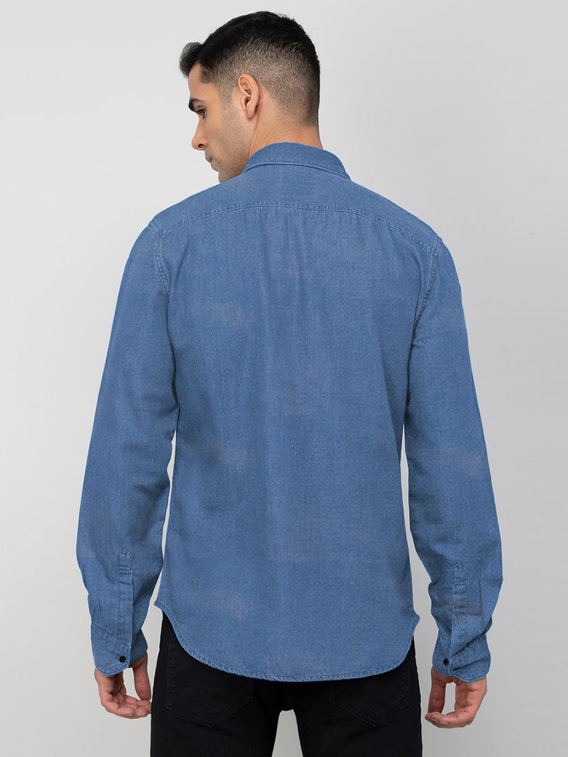 Blue Denim Shirt for Men with 2 Pocket