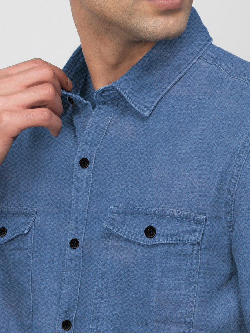 Blue Denim Shirt for Men with 2 Pocket