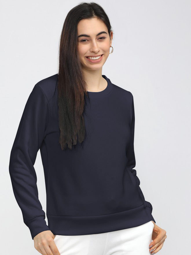 Navy Blue Plain Sweat Shirt for Women