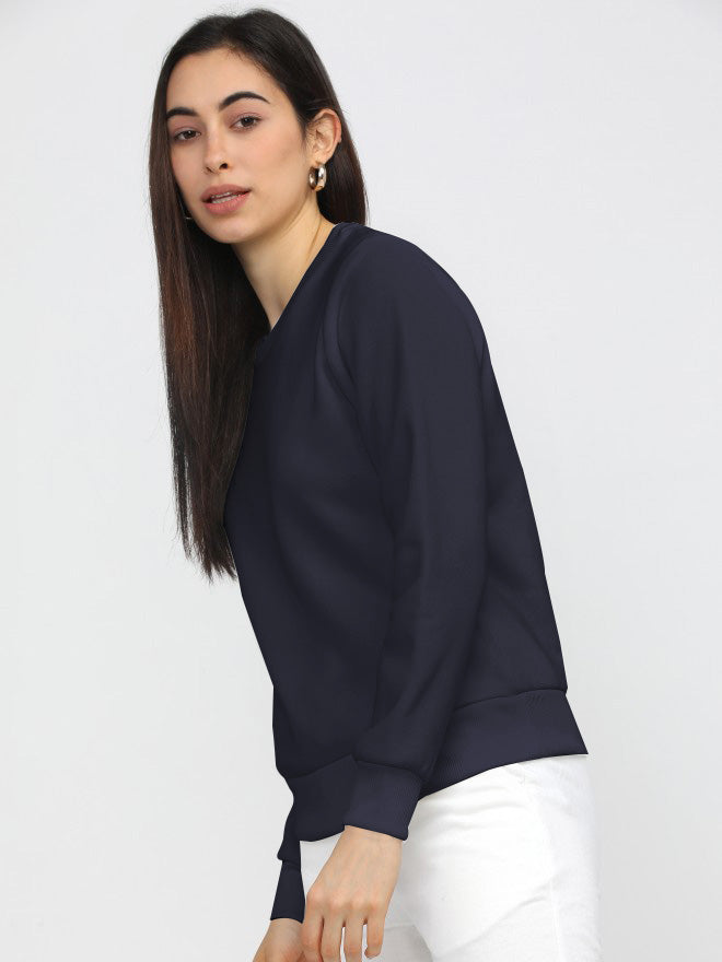 Navy Blue Plain Sweat Shirt for Women