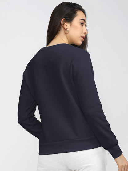 Navy Blue Plain Sweat Shirt for Women