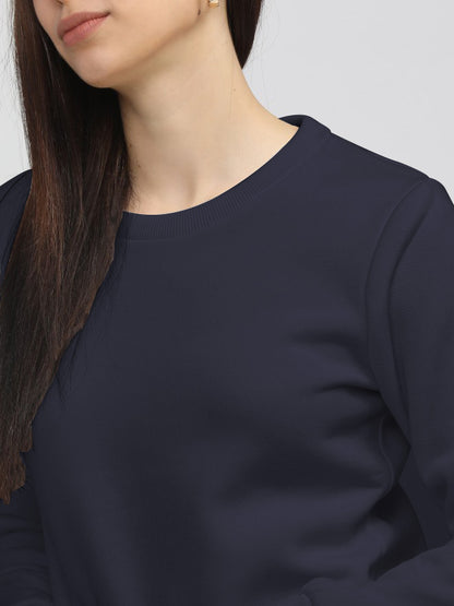 Navy Blue Plain Sweat Shirt for Women