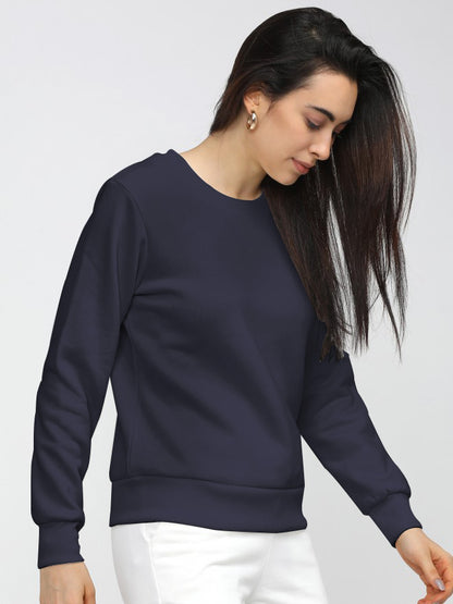 Navy Blue Plain Sweat Shirt for Women