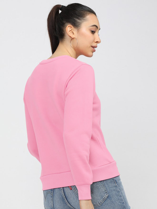 Pink Plain Sweat Shirt for Women