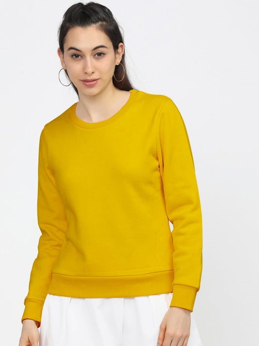 Yellow Plain Sweat Shirt for Women